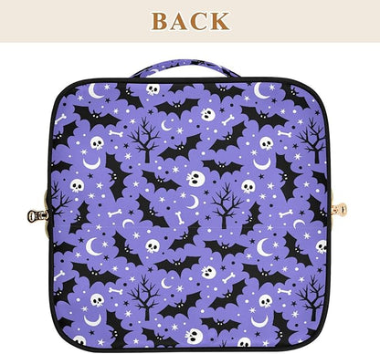 Makeup Organizer Bag, Halloween Bat Travel Makeup Bags Makeup Vanity Case Large Capacity Rhombus Cosmetic Toiletry Bag for Girl Women Ladies