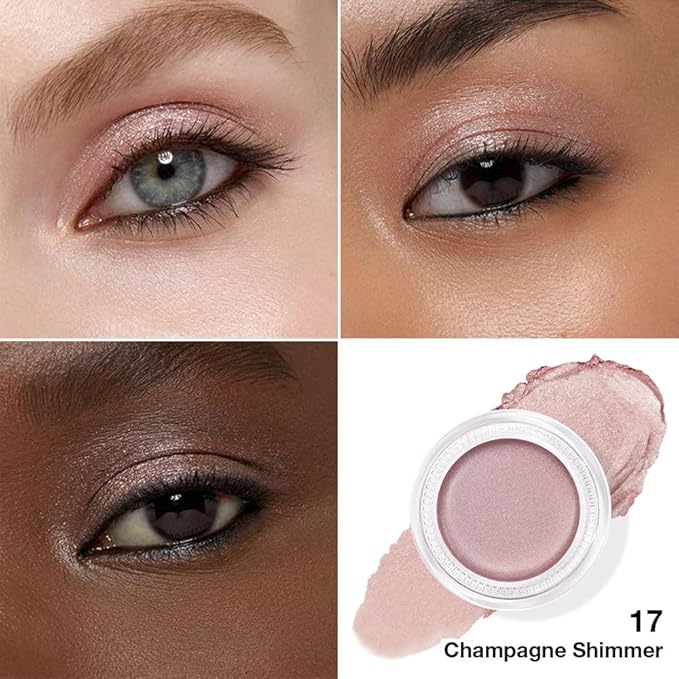 Single Cream Eye Shadow,Champagne Shimmer Glitter Natural Nude Monochrome Eyeshadow Palette,Waterproof,Long Lasting Naturing-Looking,Vegan & Cruelty-Free,17