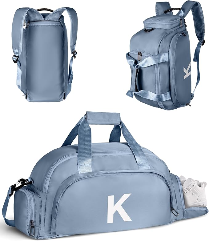 Birthday Gifts for 3 4 5 6 7 8 9 10 11 12 13 Year Olds Kids, Initial Gym Bags with Shoe Compartment, Dance Bag for Girls, Kid Overnight Bags, Small Travel Duffle Tote (Letter K)