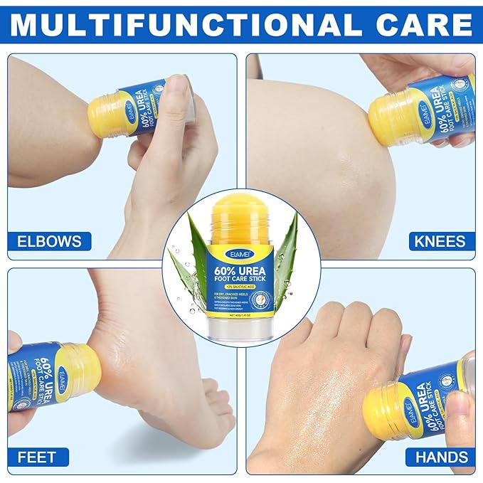 60% Urea with 2% Salicylic Acid Urea Foot Care Stick, 2PCS Heel Stick for Cracked Feet, Foot Care Cream Moisturizer for Dry Cracked Feet, Knees, Elbows, Hands, Foot Lotion Stick