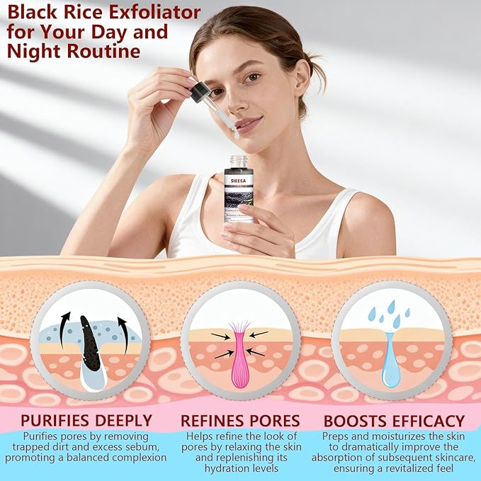 Peel Shot Glow Black Rice Peeling Ampoule, Rice Extract Exfoliating Serum Dead Skin Care for Face and Body Scrub, Gentle Skincare, Pore Refiner & Deep Hydration for All Skin Types（80ML/2.71 Fl Oz）