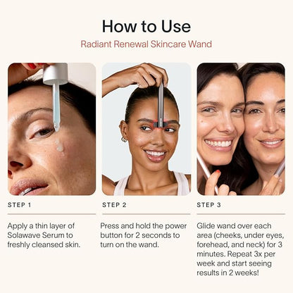 Solawave 4-in-1 Radiant Renewal Red Light Therapy Wand & Renew Complex Activation Serum | Beauty Device for Face & Neck | Serum Boosts Anti-Aging Effects, Reduces Wrinkles, Dark Circles & Puffiness