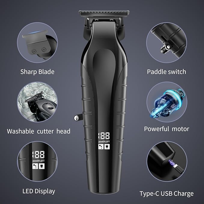 Beard Trimmer for Men Professional,Liners Trimmer Hair Clippers, Precision Edgers Barber Clippers,Zero Gapped T-Blade Hair Trimmer Kit with LCD Display, Hair Cutting Mustache Facial