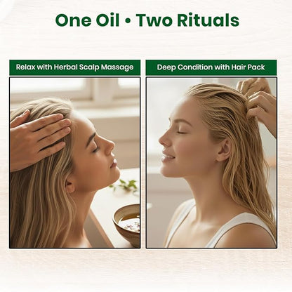 Foodherbs Premium Herbal Hair Oil Mix with 18 Ayurvedic Herbs for Natural Growth | 2x Long Hair | Strong Roots | Fuller Volume | Shiny Healthy Strands | DIY Oil Infusion | Hair Care | Thanks Giving