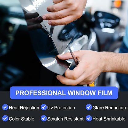 Auto Window Tint Film Roll - 5% VLT Privacy, UV Protection, Scratch & Heat Resistant - Blackout Shade for Car Windows - Nano Carbon Formula - Automotive Baby Protection - 24" x100' Roll