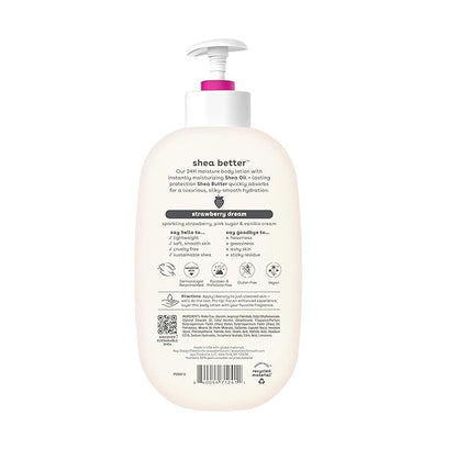 eos Shea Better Body Lotion Strawberry Dream, 24-Hour Moisture Skin Care, Lightweight & Non-Greasy, Natural Shea, Vegan, Strawberry Body Lotion, 16 fl oz