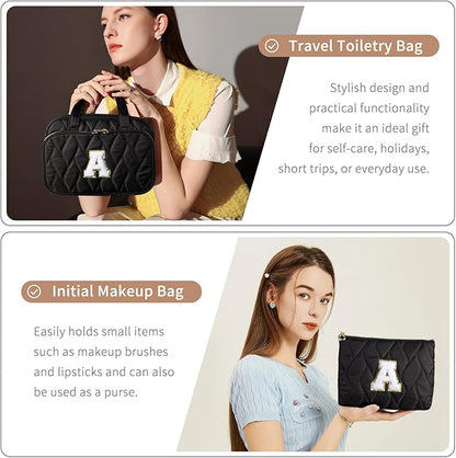 YOOLIFE Hanging Toiletry Bag for Women - Travel Toiletry Bag Makeup Bag, Portable Toiletries Cosmetic Bag, Airplane Travel Essentials Black - L