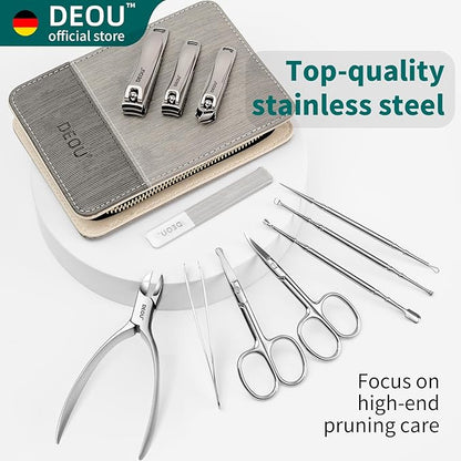 DEOU Manicure Sets Nail Clippers Stainless Steel Manicure and Pedicure kit Girls Professional Nail Files and Men's Grooming Scissors Tools for Home Personal Care or Gifts (Pink)