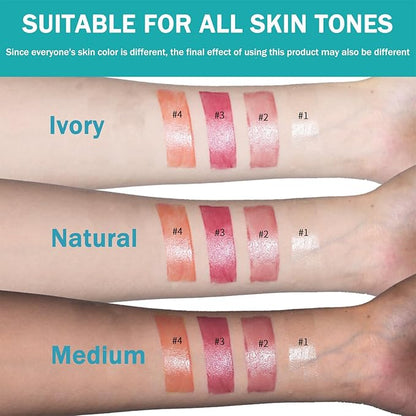 Lip Tint Hydrating, Moisturizing Lip Oil Balm, Long Lasting Waterproof Lip Gloss Non-Stick Cup Lipstick Set, Natural Ingredients Strong Moisturizing Lipstick (Clear Shimmer)