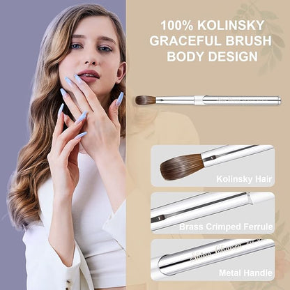 Acrylic Nail Art Brush Size 12, 100% Pure Kolinsky Hair Oval Nail Brush for Acrylic Application, Professional Nail Extension Manicure Tool Striping Nail Drawing Pen for DIY Home Salon