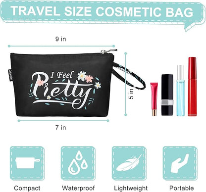 Gloppie Small Makeup Bag for Purse Cosmetic Bag for Women Little Beauty and Personal Bag Must Have Purse Essentials Black