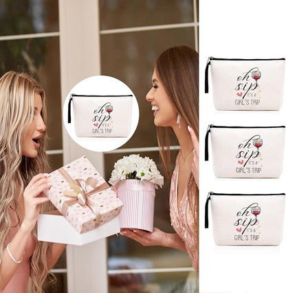 Hanamiya Na 3Pcs Girls Trip Gifts Favors Weekend Bag Funny Makeup Bag Girls Weekend Gifts Friendship Weekender Bags for Women Girl Bridesmaid Cosmetic Bags Zipper Pouch Wedding Bachelorette Party