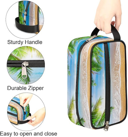 Tropical Palm Tree Beach Travel Toiletry Bag for Women Men Lightweight Cosmetic Makeup Bag Organizer Waterproof Shaving Bag Dopp Kit with Large Capacity for Toiletries and Shaving Accessories