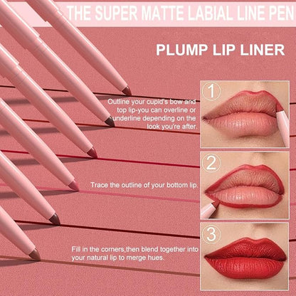 6Pcs Retractable Lipliner Pencil Waterproof Makeup for Lip Liner and Eye Liner, Smooth and Creamy, Long Lasting Matte Finish, Vegan Beauty, Matte Velvet Pigmented Lip Liner (02, 6Pcs)