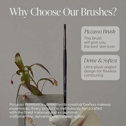 Piccasso 722 Angled Eyeliner Brush – Thin Flat Eyeliner Brush for Precise Eye Makeup, Ideal Eyeliner Tool for Liquid Eyeliner, Gel, and Powder – Professional Eyeshadow and Facial Brush