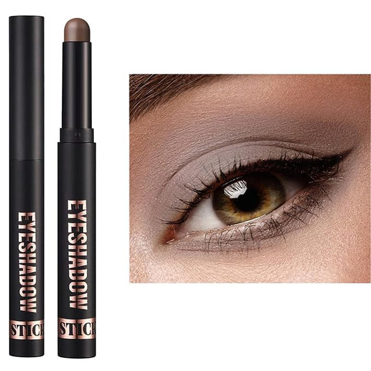 Neutral Gray Brown Matte Eyeshadow stick, Cream Eyeshadow Pencil Makeup, High Pigmented Crease-proof Eye Shadow Brightener stick, Hypoallergenic Waterproof Long Lasting Eye Highlighter Stick (21#)