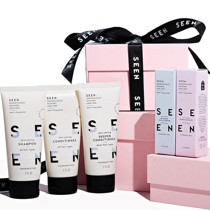 SEEN Discovery Kit - Fragrance Free - Non-Comedogenic & Formulated without SulfatesHair Set- Dermatologist-Developed - Safe for Sensitive, Eczema & Acne Prone Skin