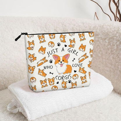 MOLAIGIN Just A Girl Who Love Crogis Cute Crogi Cosmetic Bag For Women, Travel Makeup Bag, Toiletry Zipper Bag, Large Capacity Aesthetic Cases