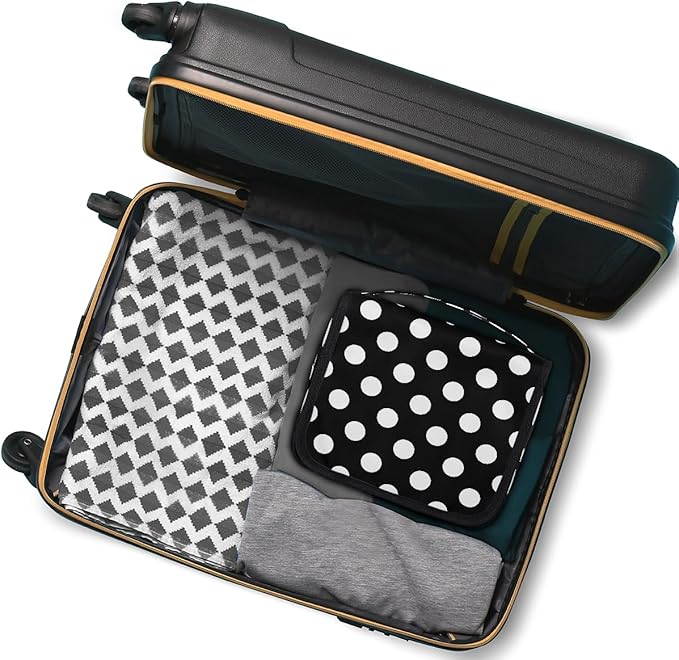 Travel Toiletry Bag for Women & Men White Black Polka Dot Hanging Cosmetic Organizer Portable Waterproof Makeup Case Make Up Bag with Compartments Travel Essentials for Bathroom Shower
