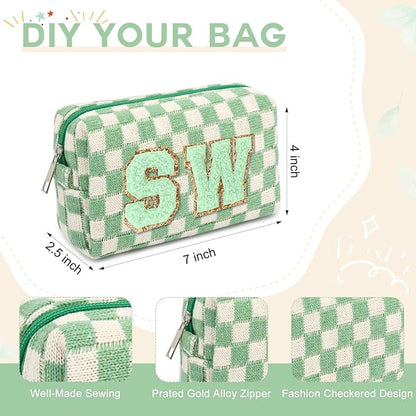 SOIDRAM Makeup Bag Preppy Cosmetic Bag Bulk Makeup Pouch Personalize Travel Toiletry Bag Organizer Cute DIY Makeup Brushes Storage Bag for Women