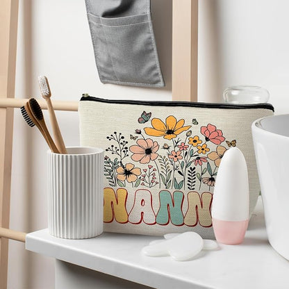 Nanny & Grandma Gift Set - Floral Makeup Bags & Pouch, Perfect for Birthdays or Any Occasion