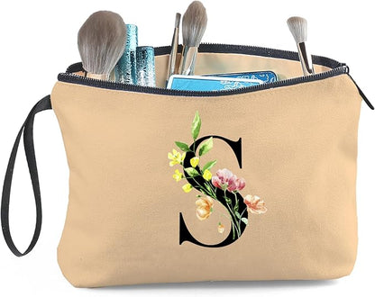 Women Birthday Unique Bride to be Bridal Shower Initial Gifts for Mom Sister Friend Her Teacher Aunt Makeup Cosmetic Bag with Mirror Mothers Day Christmas Graduation S