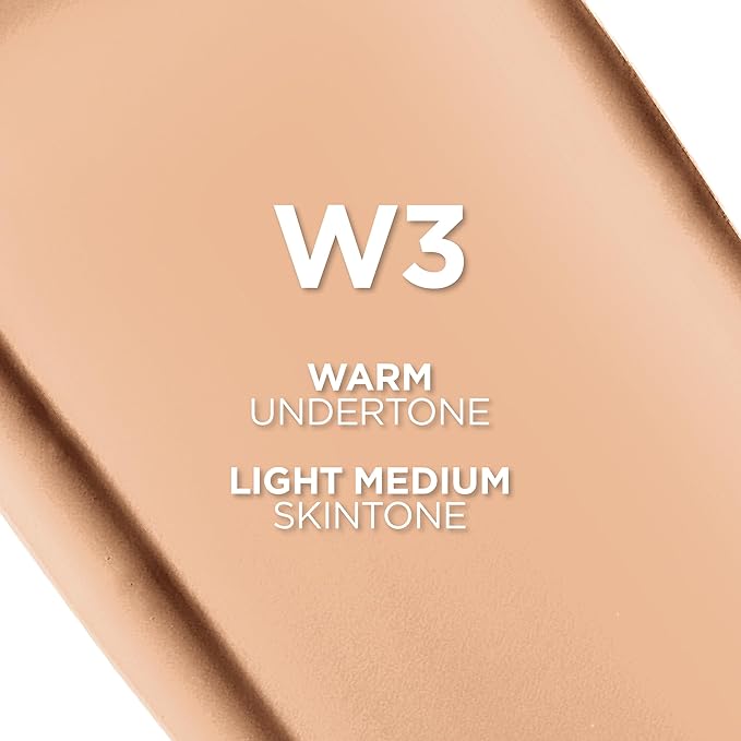 L'Oreal Paris True Match Super-Blendable Foundation, Medium Coverage Liquid Foundation Makeup, W3, Light Medium, 1 Fl Oz