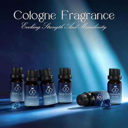 ARVIDSSON Cologne Fragrance Oils Set, Essential Oils for Diffuser | Deep Ocean, Cologne, Amber Oud, Tobacco Vanilla, Man Cave, Midnight Musk, Diffuser Oil Scents for Candle Making, Soap Making