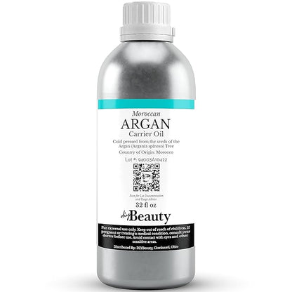 Bulk Argan Oil - 32 Fl Oz Large Size Bottle - Natural, Cold Pressed, 100 Percent Pure Argan Oil for Homemade Hair, Face and Skin Products - Light Aceite de Argan Carrier Oil