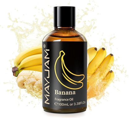 MAYJAM 100ML/3.38FL.OZ Banana Fragrance Oils with Glass Dropper, Essential Oils for Diffusers for Home, Long Lasting Scented Oils for Diffusers Soap Candle Making