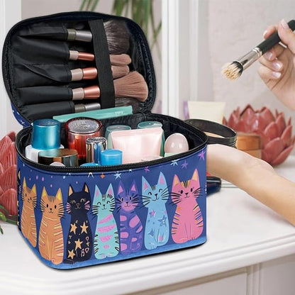 JoyLamoria Cat Star Travel Makeup Bag Cute Brush Bag Toiletry Bag for Women