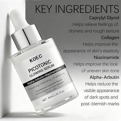 Dual-Action Acne Serum & Pico Tonique Essence Set - Minimizes Pores · Evens Skin Tone, Featuring Calcium Arbutin Ampoules, Niacinamide, Collagen - 1.01 fl oz (2-Bottle Set) (1)