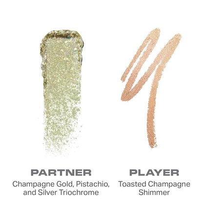Morphe Mixed Signals Dual-Ended Eyeshadow Stick - Cream Eyeshadow Pigment & Chrome Liquid Flakes for Bold, Layered Eye Makeup Looks - Partner/Player (0.96 oz)