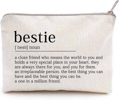 Bestie Makeup Case Best Friend Cosmetic Bag for Her for Sister Birthday Toiletry Bag Gift Motivation Quotes Sister Gift Bestie College Roommate Gfit (Bestie)