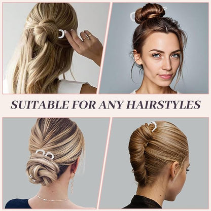 2PCS 4.2Inch French Hair Pins U-Shaped Pins for Women and Girls Fashion Metal Hair Pin French Twist Hair Pins for Buns, Updos,Stylish and Functional(set1-rabbit-silver)