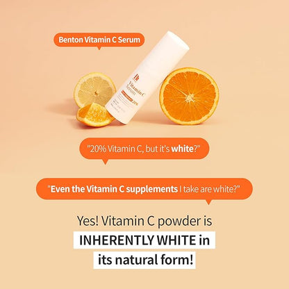 BENTON Vitamin C Serum - Korean Skin Care, White Serum for Face with 20% Pure Vitamin C, Skin Texture & Elasticity Care, Face Moisturizer for All Skin Types(1.01 fl. Oz.)