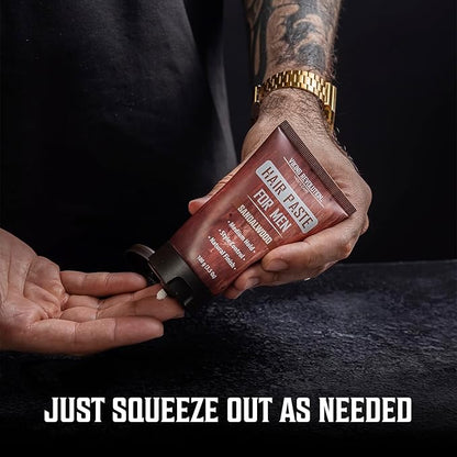 Viking Revolution Hair Paste for Men - Sandalwood Scented Texture Paste - Medium Hold, Natural Finish - Matte Look, Easy Wash Out, Non-Greasy Styling Cream for All Day Control (3.5oz)