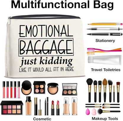 Funny Emotional Baggage Makeup Bag Gifts for Women Friends Bestie Soul Sister BFF, Cosmetic Bag Zipper Makeup Pouch