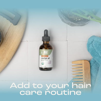 J Mac Botancials Organic Castor Oil - Glass bottle - 2 oz DROPPER