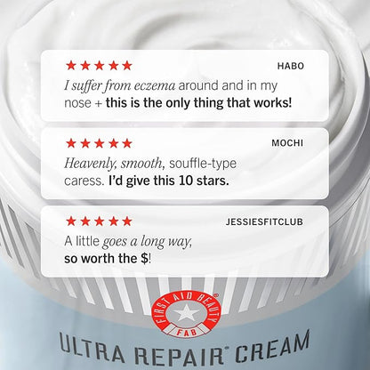 First Aid Beauty - Ultra Repair Cream, Intense Hydration Whipped Colloidal Oatmeal, Clinically Proven to Strengthen Skin Barrier in 7 Days & Helps Relieve Eczema, Luxury Face & Body Moisturizer, 8 oz