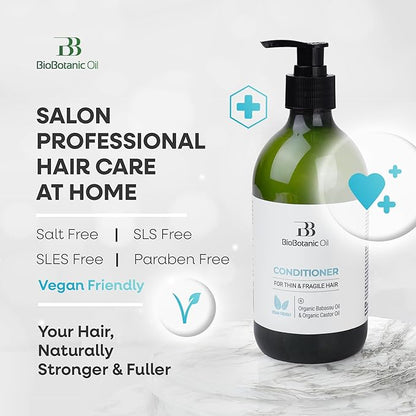 Bio Botanic Oil Magic Conditioner for Thin, Sparse & Brittle Hair | Deeply Hydrating & Strengthening | Organic Castor & Babassu Oils | SLS-Free, Paraben-Free | 500ml