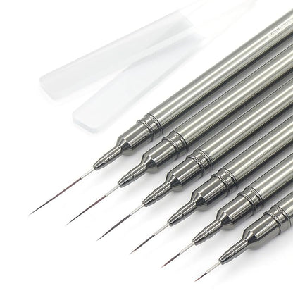 MYR 6Pcs Nail Art Liner Brushes and 2Pcs Nano Nail Files, Metal Nail Art Brushes, Nail Art Pens, Nail Art Tools, suitable for Long Lines, Thin Details, Fine Drawing Sizes 6/9/12/15/18/25mm