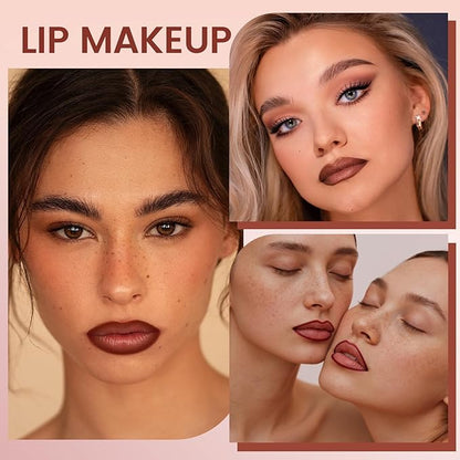 Noerrors 3Pcs Dusty Antique Rose Lip Liner and Lipstick Set Kit for Women Nude Brown Mauve Matte Fall Lipstick Shades Set Lip Stain Long Lasting Lipstick 24 hour Waterproof and Lip Liners Pencil Set