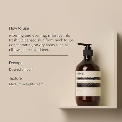 Aesop Rejuvenate Intensive Body Balm | Deeply Hydrate with Macadamia Nut Oil & Aloe Vera | Citrus, Vanilla, Woody Scent | 500 mL / 16.9 fl oz