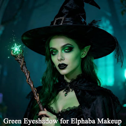 MEICOLY Single Green Eyeshadow Palette with Mirror,Stocking Stuffers for Women,Matte Green Eye Shadow for Elphaba Christmas Makeup,Pressed Powder Eyeshadow,Matte Shade Eyelid Color Eye Makeup