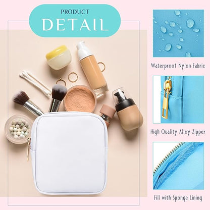 Remerry 6 Pcs Nylon Cosmetic Bag Travel Make up Pouch Toiletry with Zipper Preppy Makeup Bag Waterproof Organizer Case Set for Women Girls(4.7 x 5.1 x 2 Inches,Colorful)