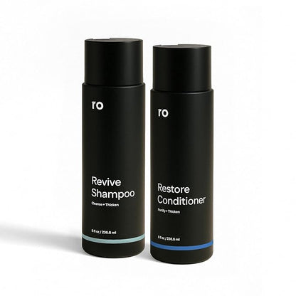 Ro Men's Revive Shampoo & Restore Conditioner Duo | Exfoliates, Clarifies, Fortifies & Moisturizes for Thicker Looking Hair, Made Without Sulfates, Parabens, or Phthalates | 8 fl oz (Pack of 2)