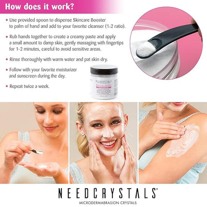 NeedCrystals Microdermabrasion Crystals DIY Facial Scrub. Natural Face Exfoliator for Dull or Dry Skin Improves Scars, Blackheads, Pore Size, Wrinkles, Blemishes & Skin Texture 4 oz. / 113 gr.