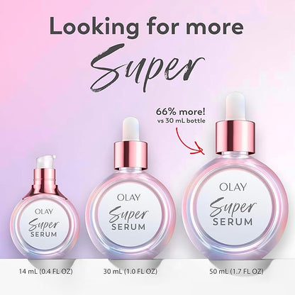 Olay Super Serum - Niacinamide, Vitamin C & E, Collagen Peptide, AHA - 5-in-1 Skin Care Benefits for Face - Healthy Glow, Brightening, Hydrating, Smoothing, Firming, Evens Tone, Anti-Aging, 1.0 Oz