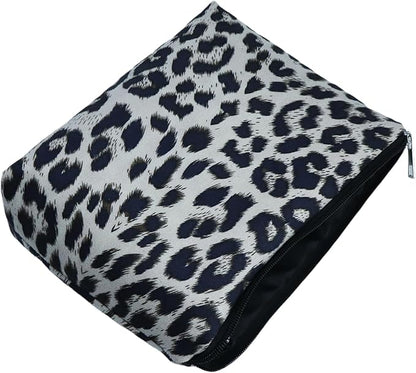 Makeup Bag For Women - Soft and Warm Material Cosmetic Bags Leopard Print Design Ladies Tote Bag,Women's Pencil Case Makeup Organizer with Zipper (White)